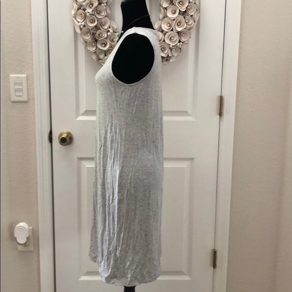 Light Grey Midi vneck asymmetrical dress - Picture 3 of 5